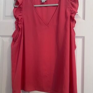 J. Crew Coral Pink Ruffle Sleeve V-Neck Camisole
